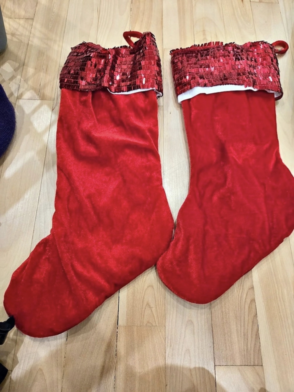 Red Sequin Christmas Stockings Set of 2